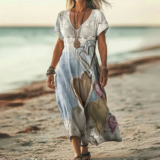Damen Vintage-Kleid mit Herz-Print Jully
