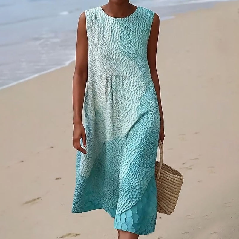 Damen Vintage-Kleid mit Rundhalsausschnitt Wadenlang Jully
