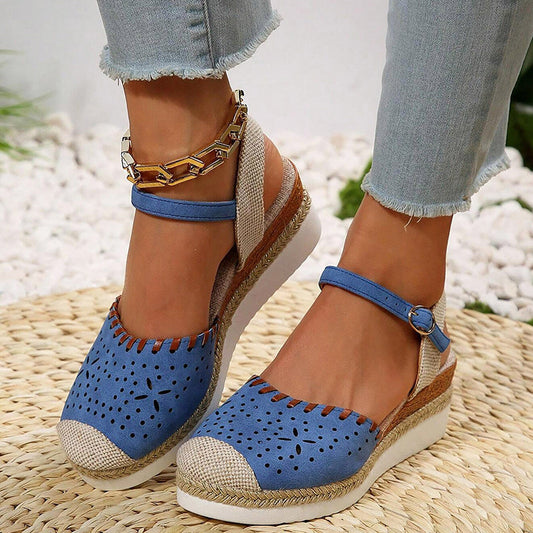 Damen Vintage-Sandalen mit Keilabsatz Jully