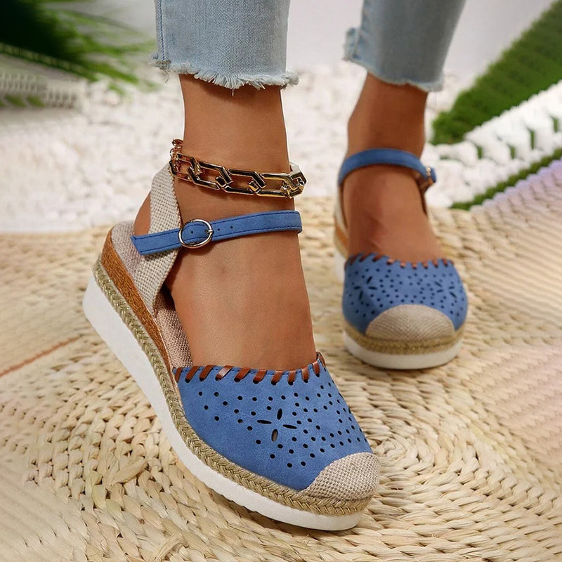 Damen Vintage-Sandalen mit Keilabsatz Jully