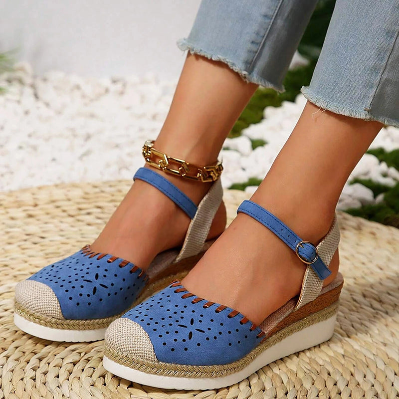 Damen Vintage-Sandalen mit Keilabsatz Jully