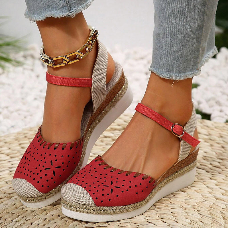 Damen Vintage-Sandalen mit Keilabsatz Jully