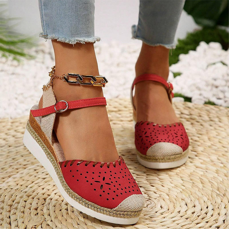 Damen Vintage-Sandalen mit Keilabsatz Jully