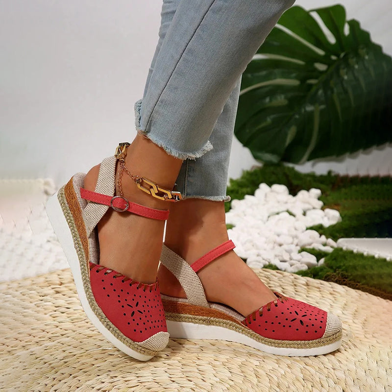 Damen Vintage-Sandalen mit Keilabsatz Jully