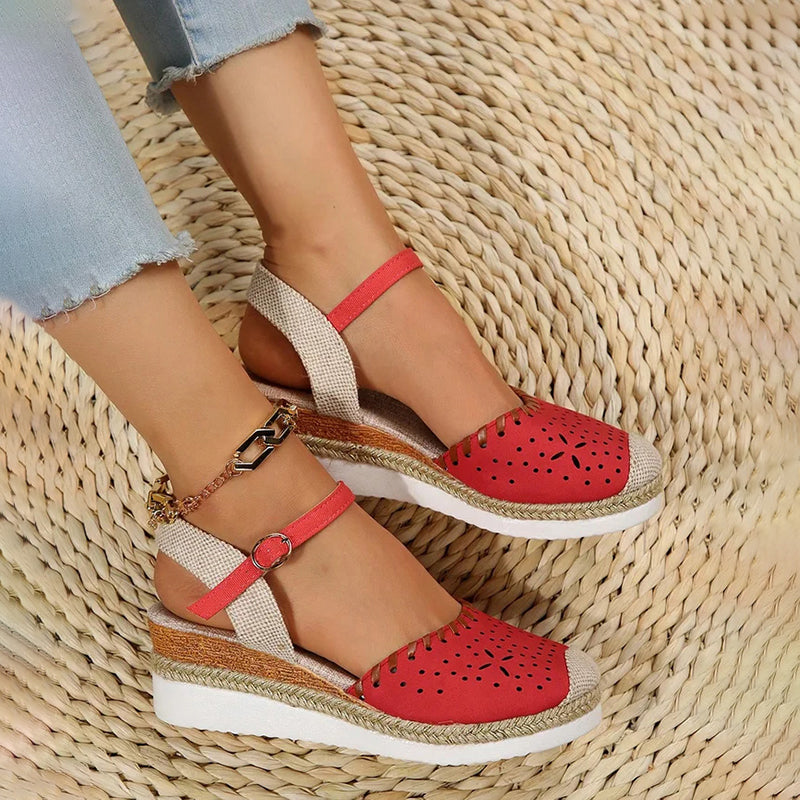 Damen Vintage-Sandalen mit Keilabsatz Jully