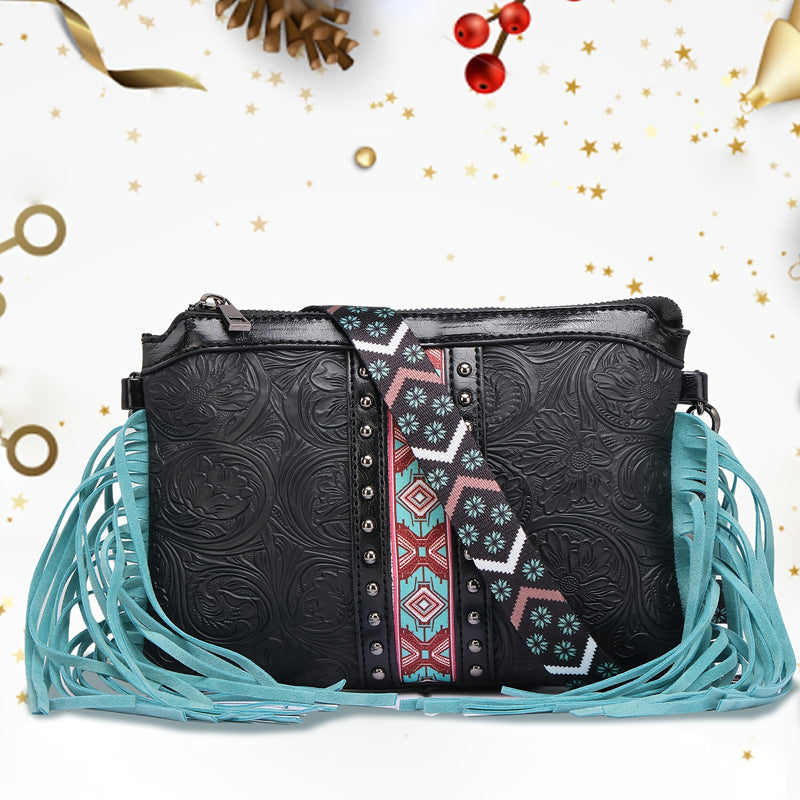 Damen Vintage-Tasche im Bohème-Stil mit Quaste Jully