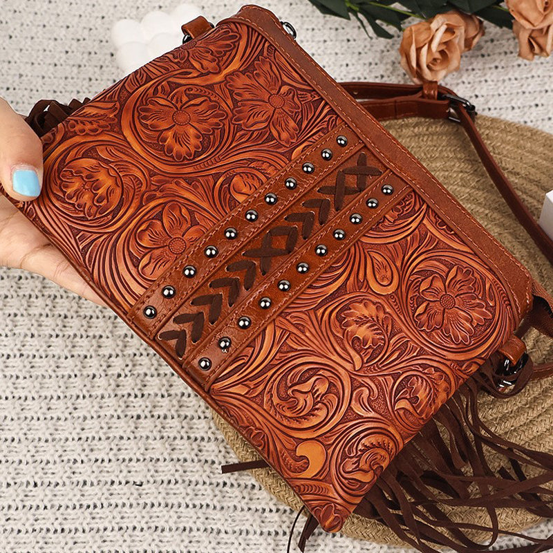 Damen Vintage-Tasche im Bohème-Stil mit Quaste Jully
