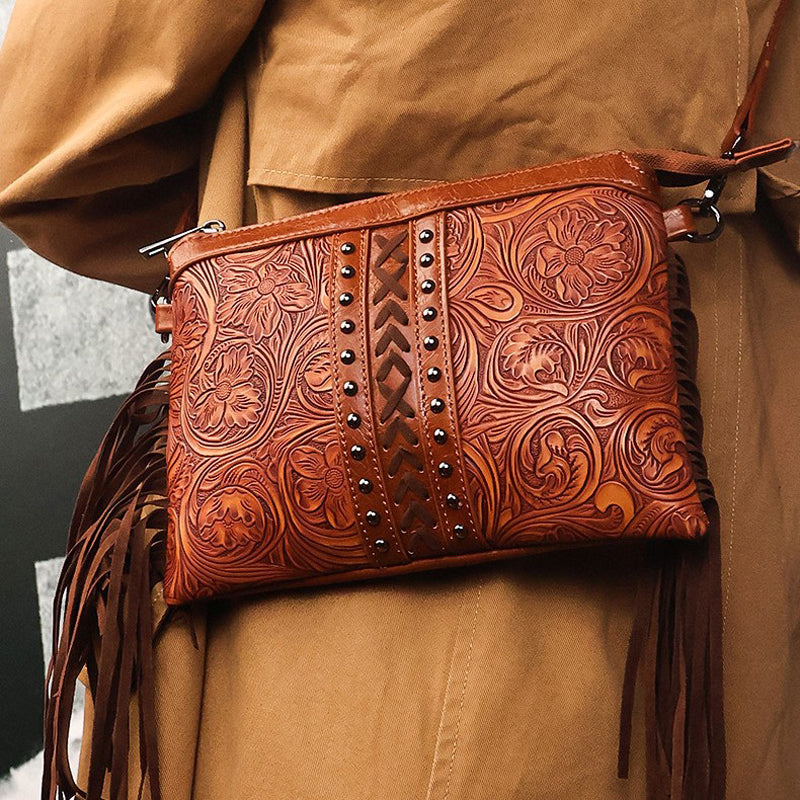 Damen Vintage-Tasche im Bohème-Stil mit Quaste Jully