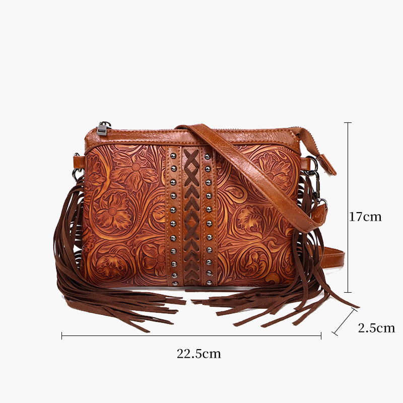 Damen Vintage-Tasche im Bohème-Stil mit Quaste Jully