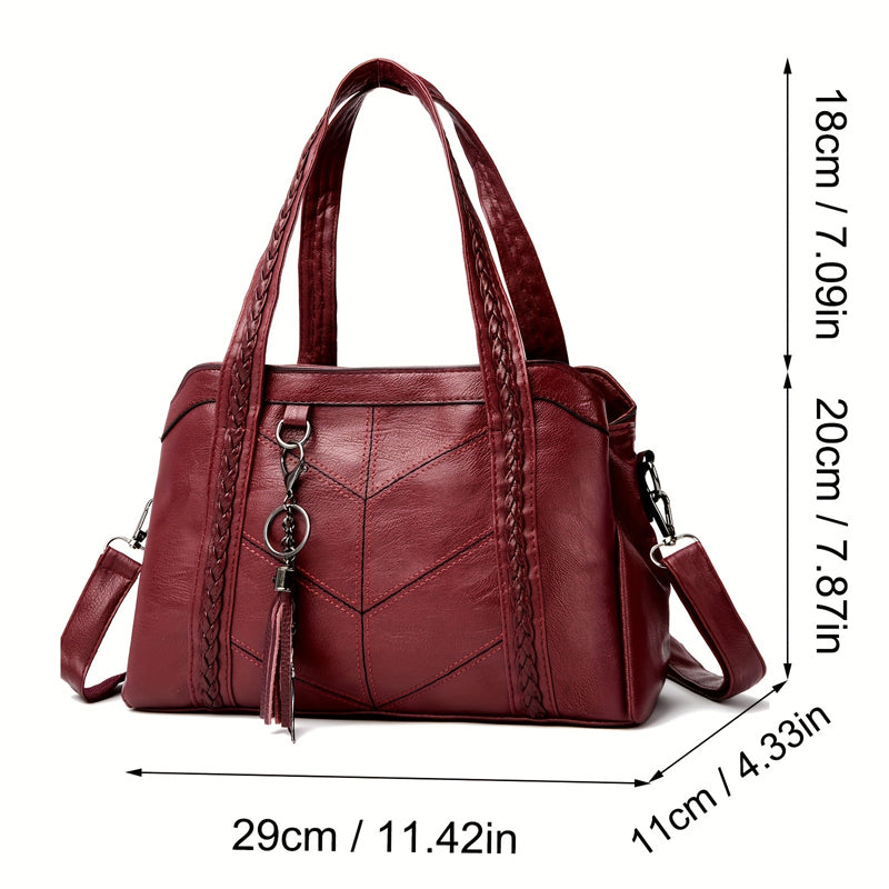 Damen Vintage-Tasche mit Quasten und Reißverschluss Jully