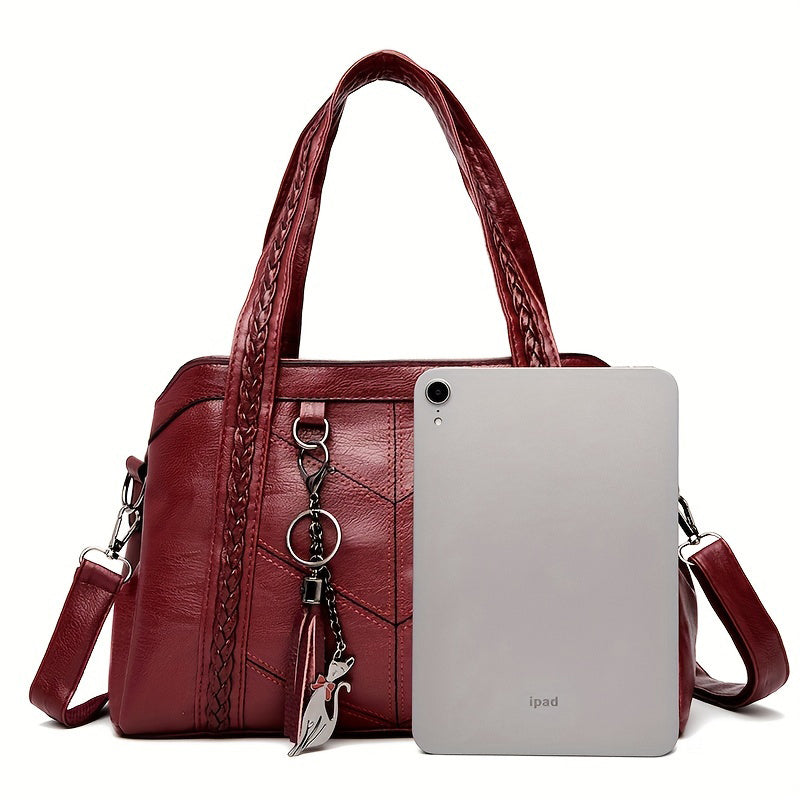 Damen Vintage-Tasche mit Quasten und Reißverschluss Jully