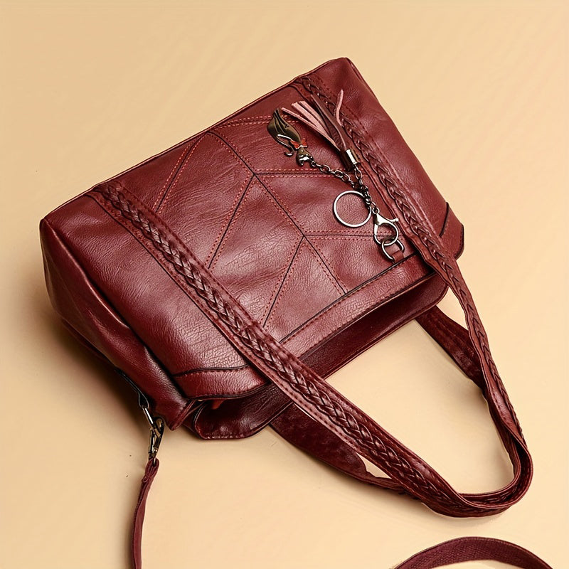 Damen Vintage-Tasche mit Quasten und Reißverschluss Jully