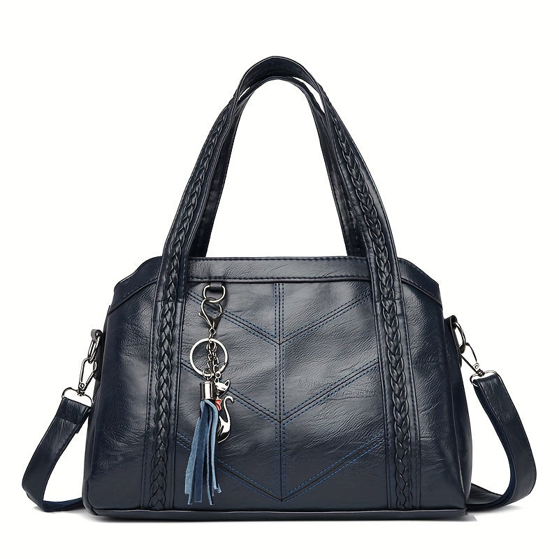 Damen Vintage-Tasche mit Quasten und Reißverschluss Jully