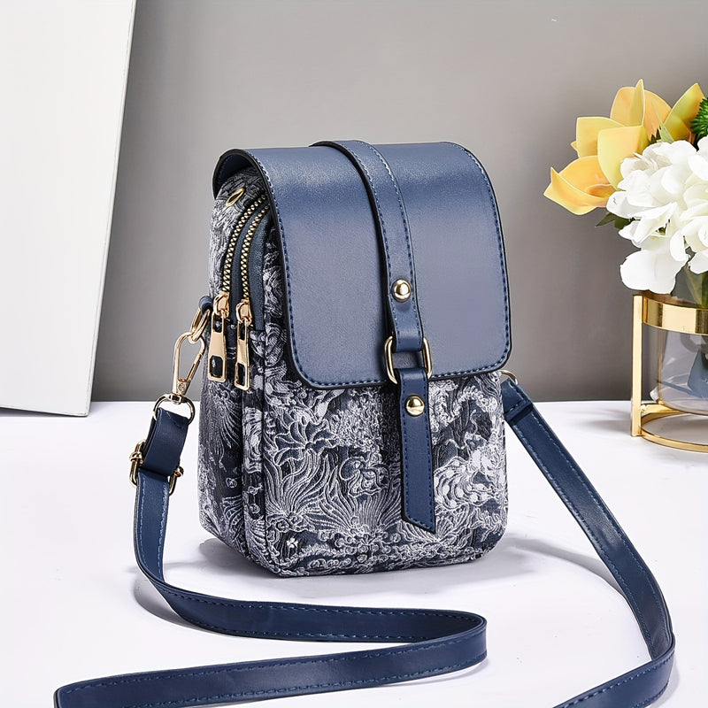 Damen Vintage Handtasche mit Reißverschluss in Schwarz Jully