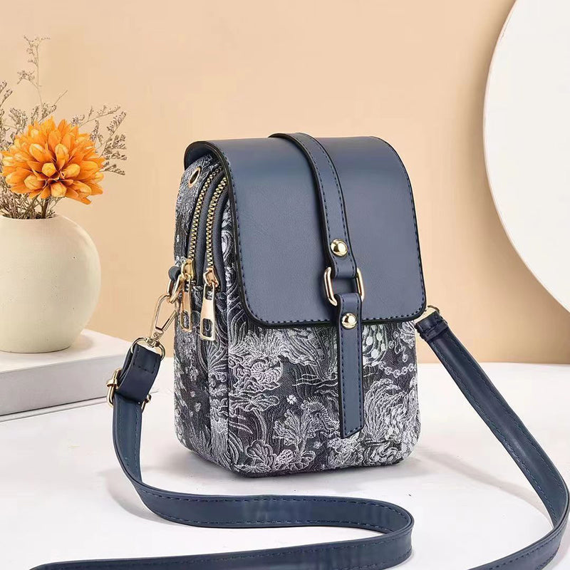 Damen Vintage Handtasche mit Reißverschluss in Schwarz Jully