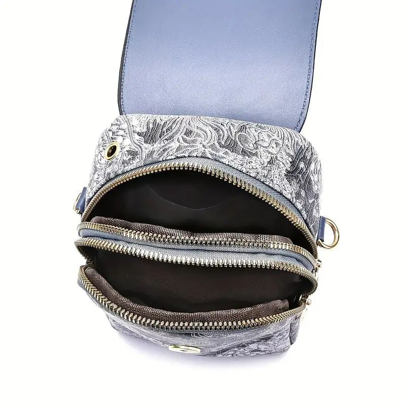 Damen Vintage Handtasche mit Reißverschluss in Schwarz Jully