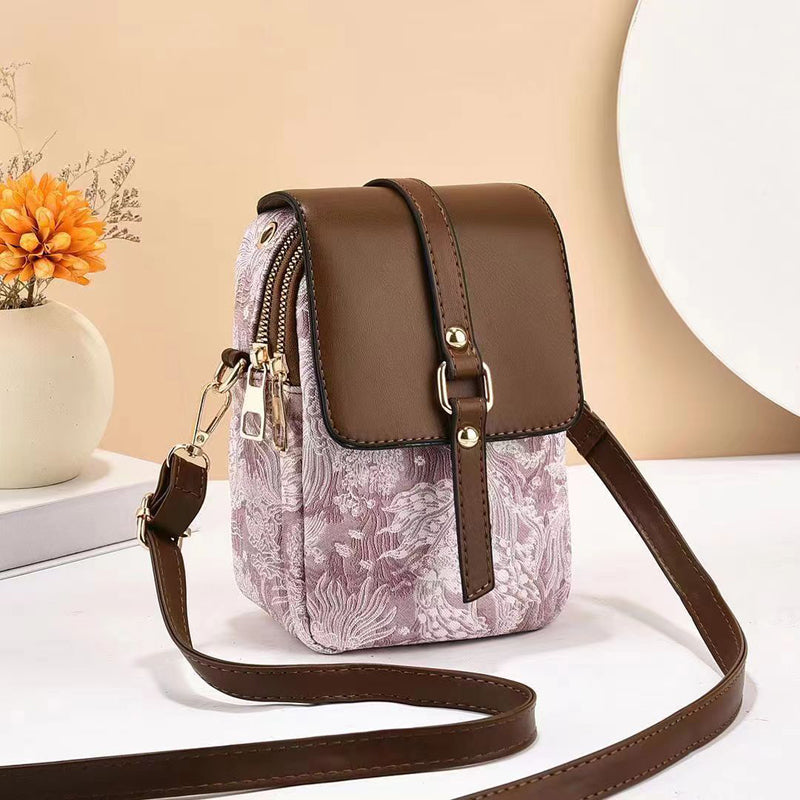 Damen Vintage Handtasche mit Reißverschluss in Schwarz Jully