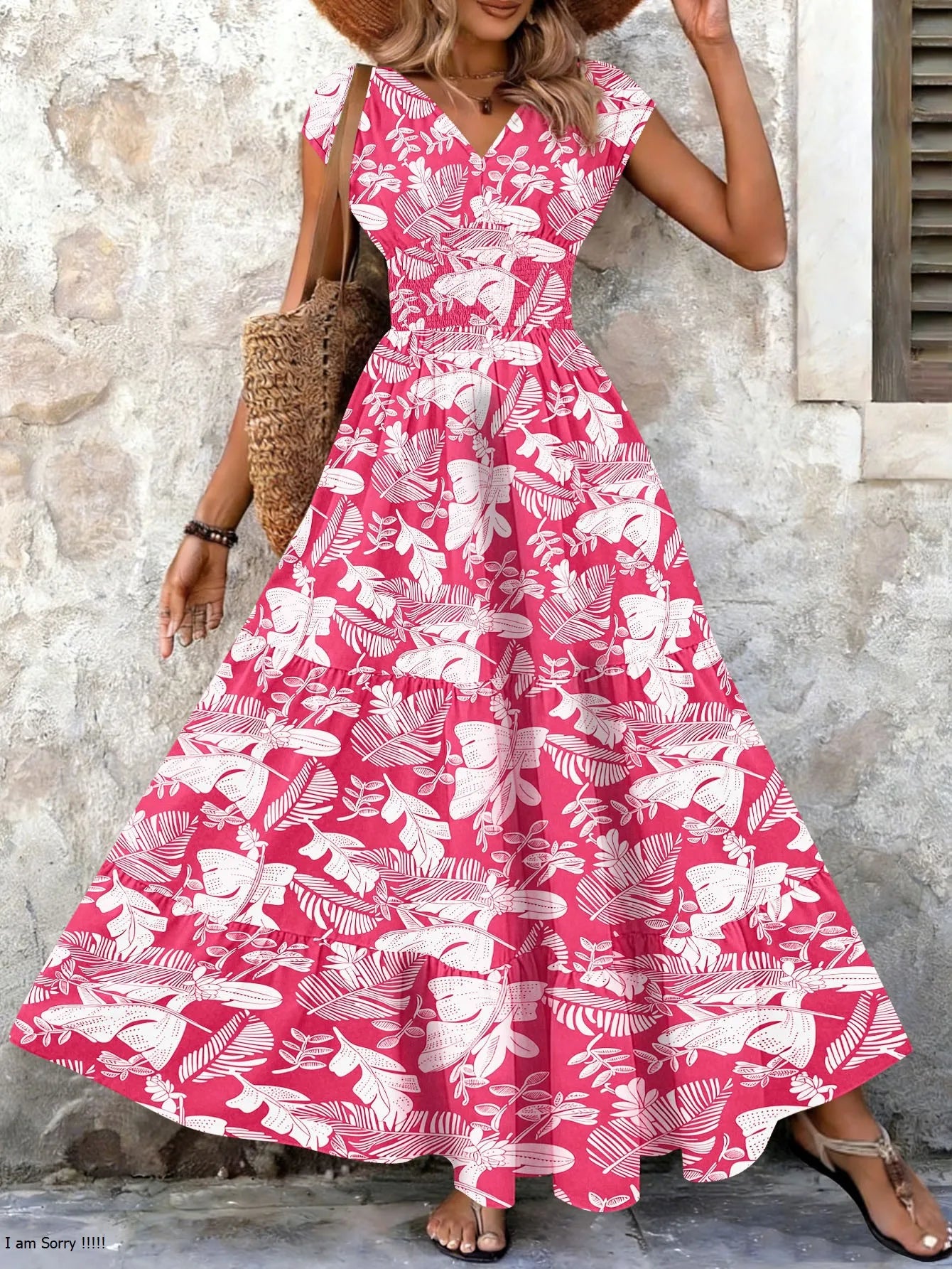 Damen Vintage Kleid mit Blumenmuster und V-Ausschnitt Jully