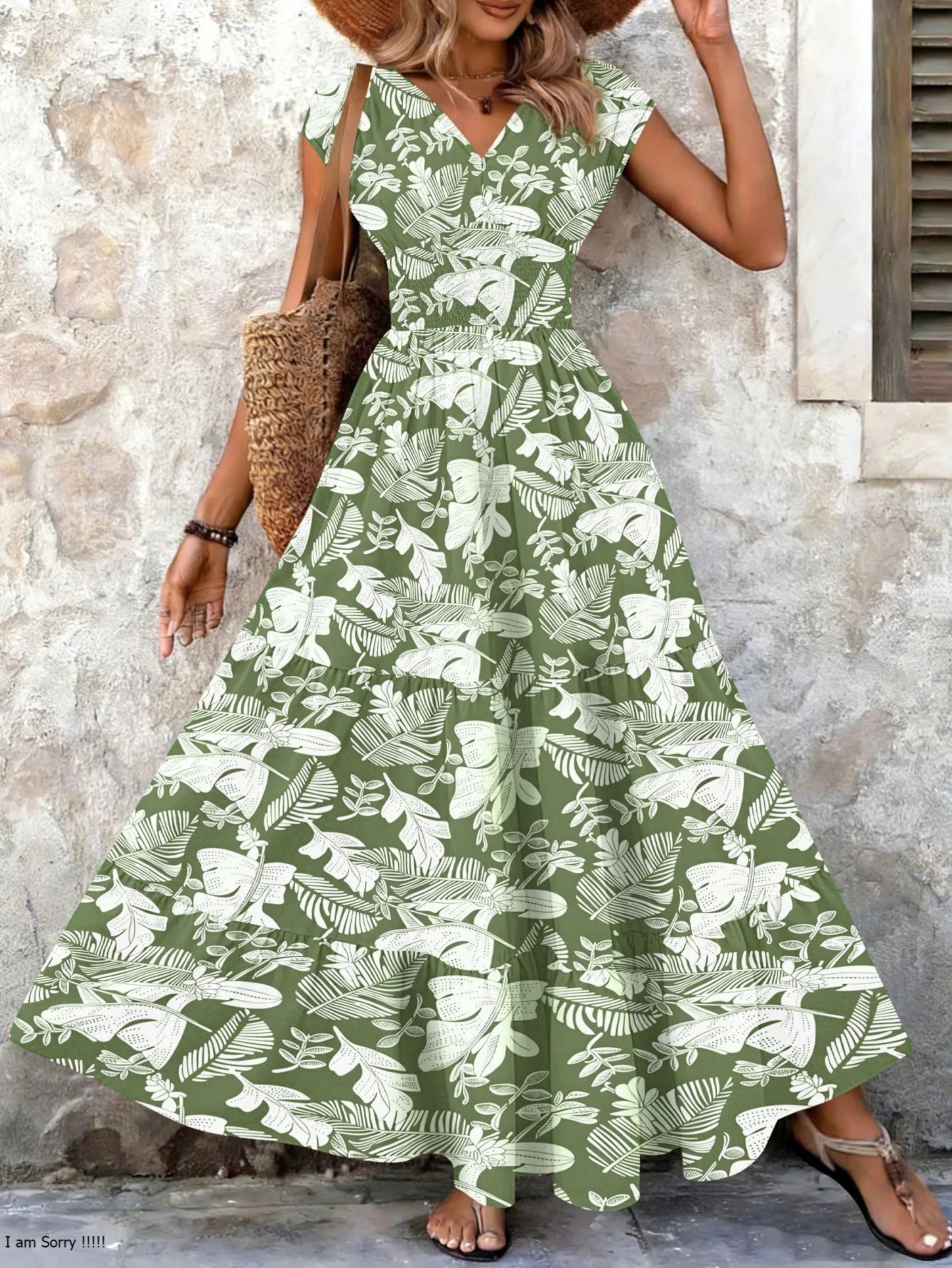 Damen Vintage Kleid mit Blumenmuster und V-Ausschnitt Jully
