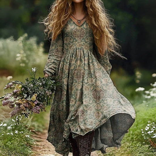 Damen Vintage Kleid mit Ethnomuster Jully