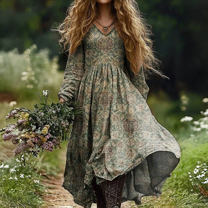 Damen Vintage Kleid mit Ethnomuster Jully
