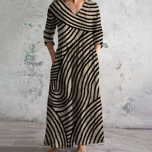 Damen Vintage Kleid mit V-Ausschnitt Jully