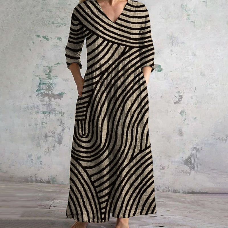 Damen Vintage Kleid mit V-Ausschnitt Jully