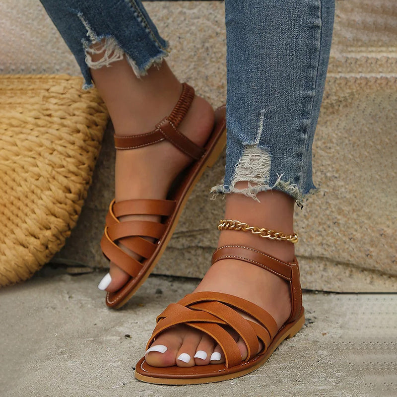 Damen Vintage Sandalen mit offener Zehe Jully