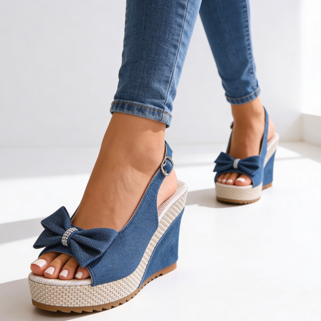 Damen Wedges mit Kristallschleife Jully