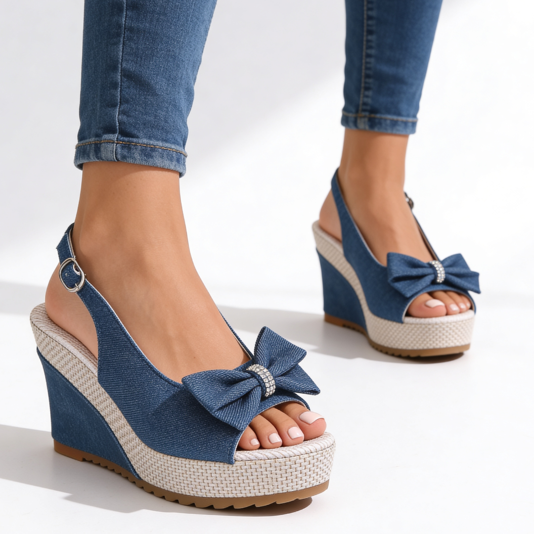 Damen Wedges mit Kristallschleife Jully