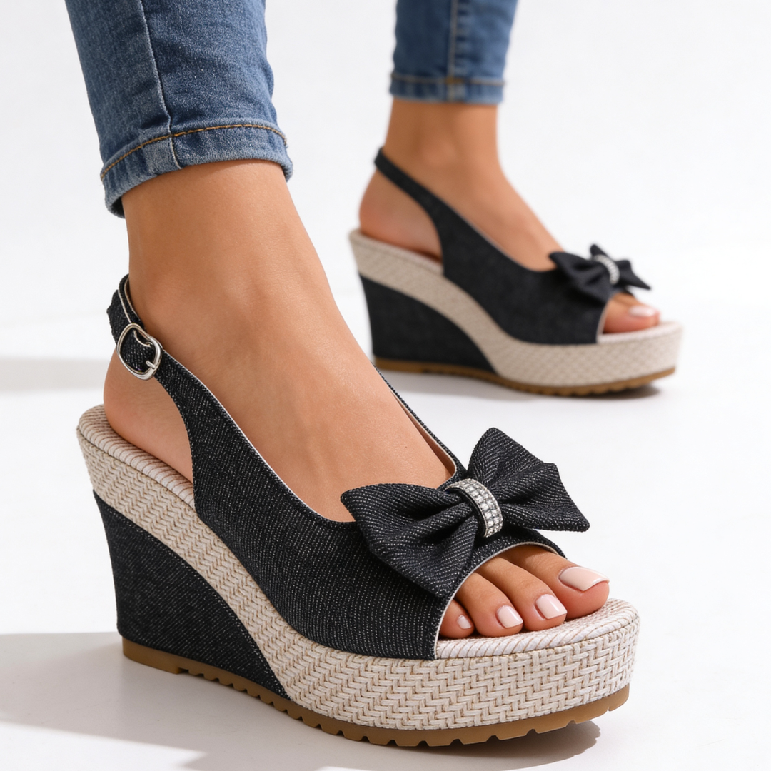 Damen Wedges mit Kristallschleife Jully