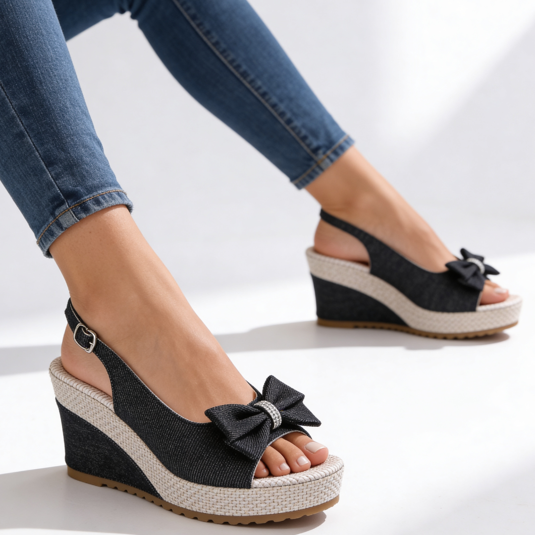 Damen Wedges mit Kristallschleife Jully