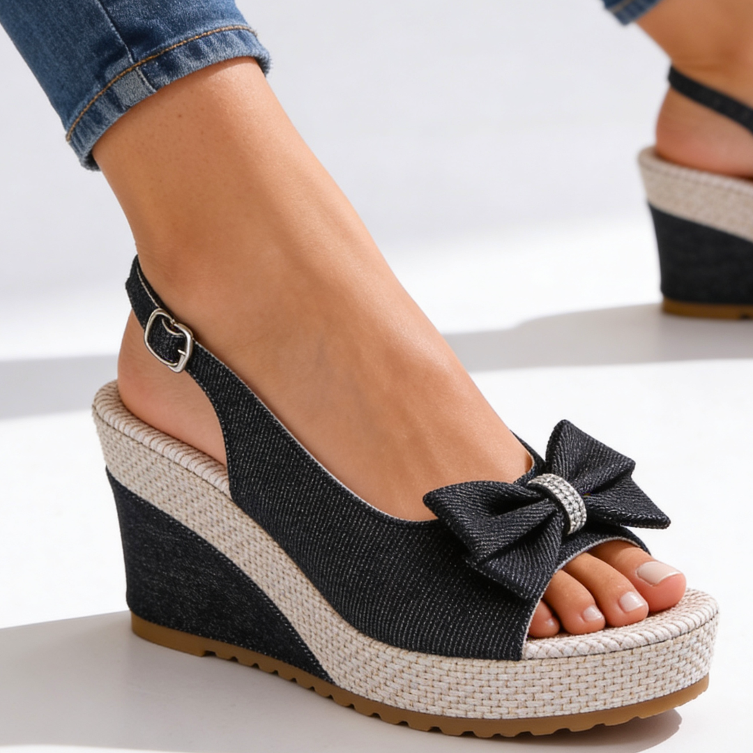 Damen Wedges mit Kristallschleife Jully