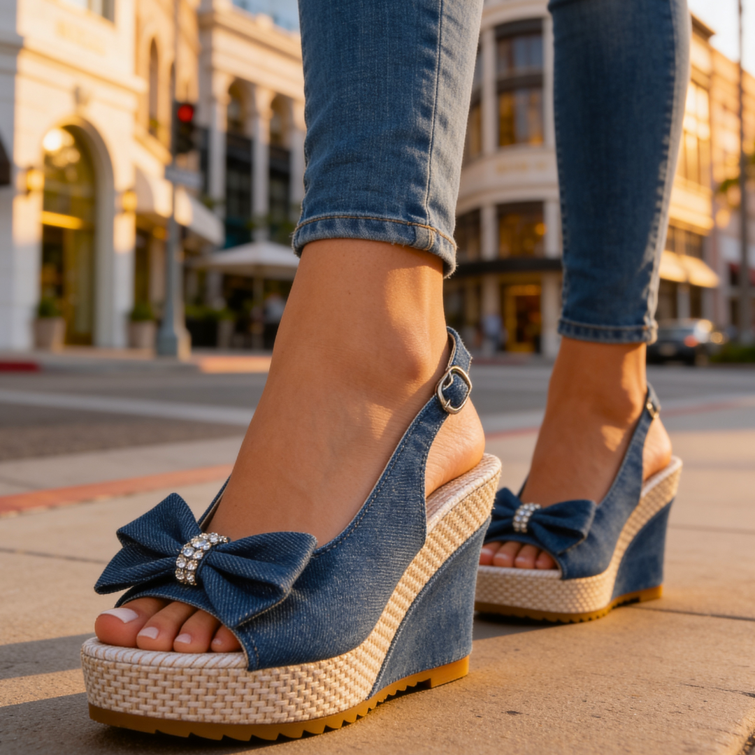Damen Wedges mit Kristallschleife Jully