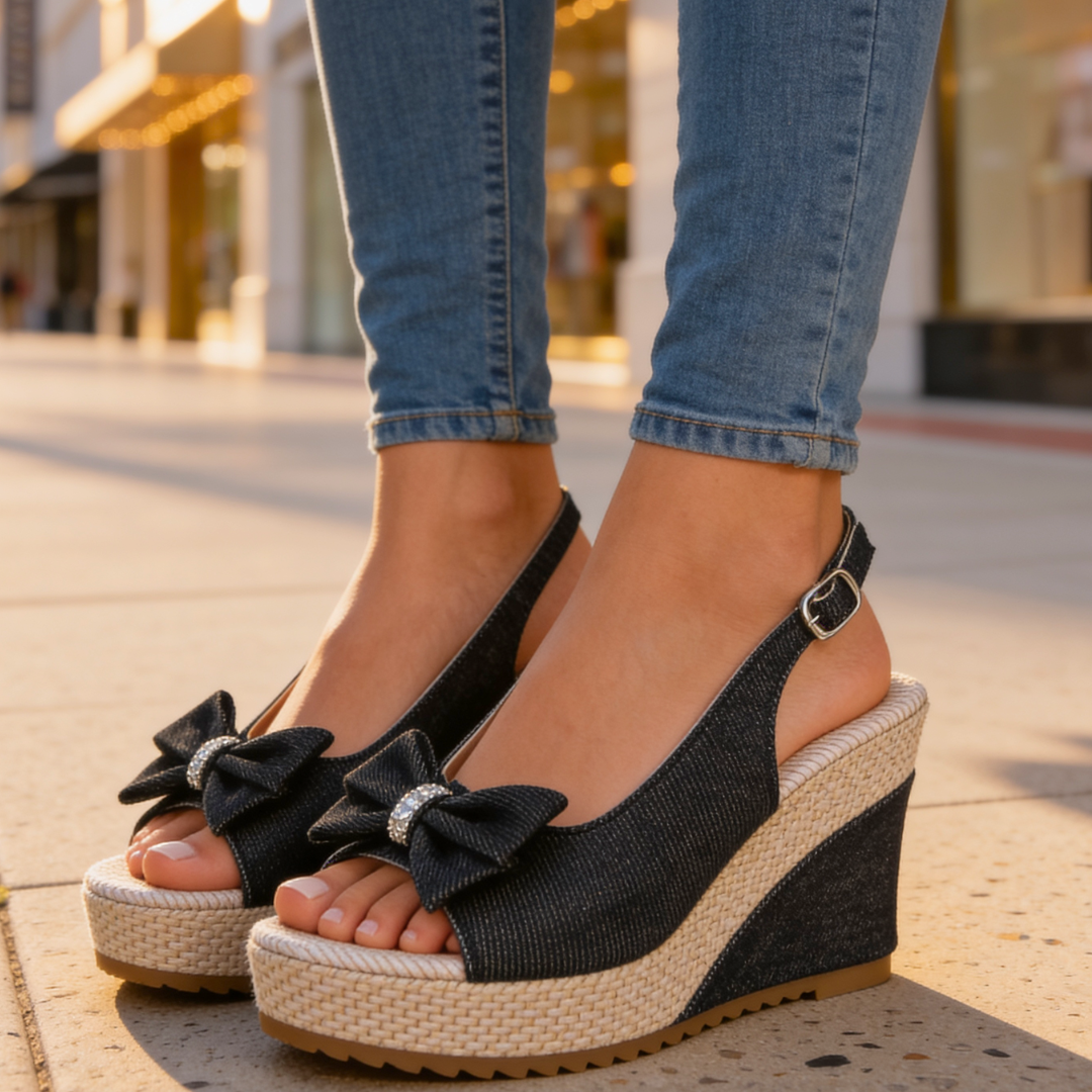 Damen Wedges mit Kristallschleife Jully