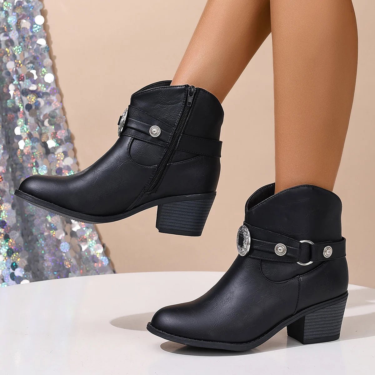 Damen Westernstiefel mit Schnalle Jully