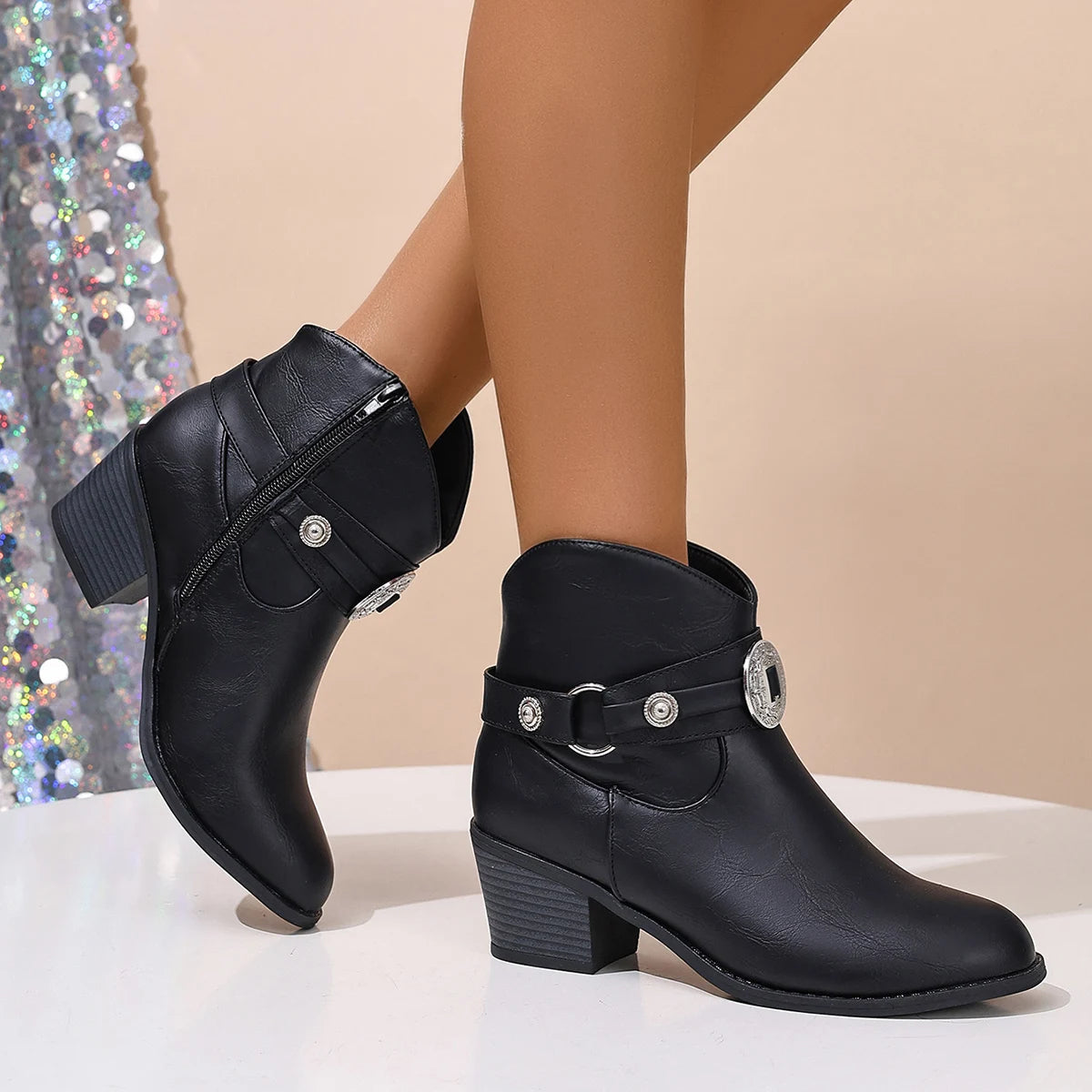 Damen Westernstiefel mit Schnalle Jully