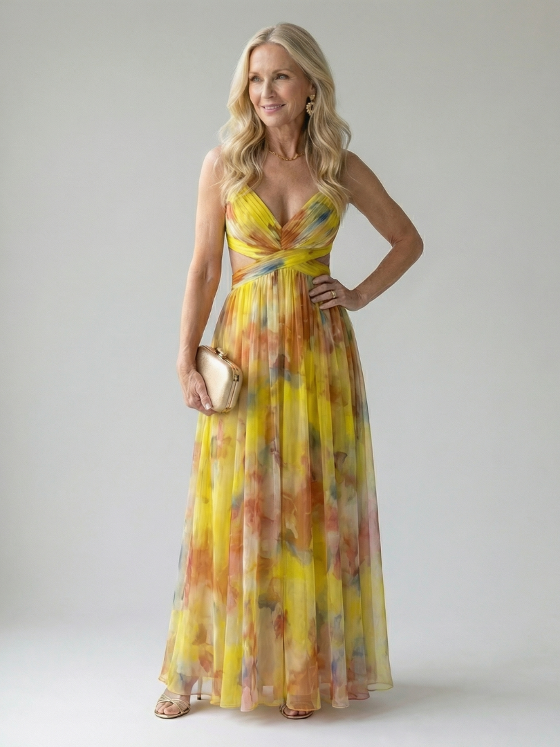 Damen Wickel-Maxikleid aus weichem Stoff in verschiedenen Farben Jully
