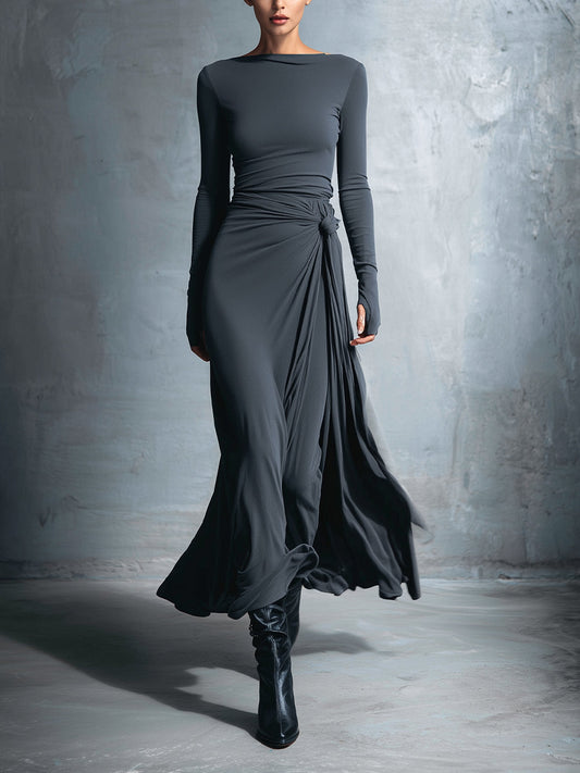 Damen Wickel-Maxikleid mit fließender Silhouette Jully