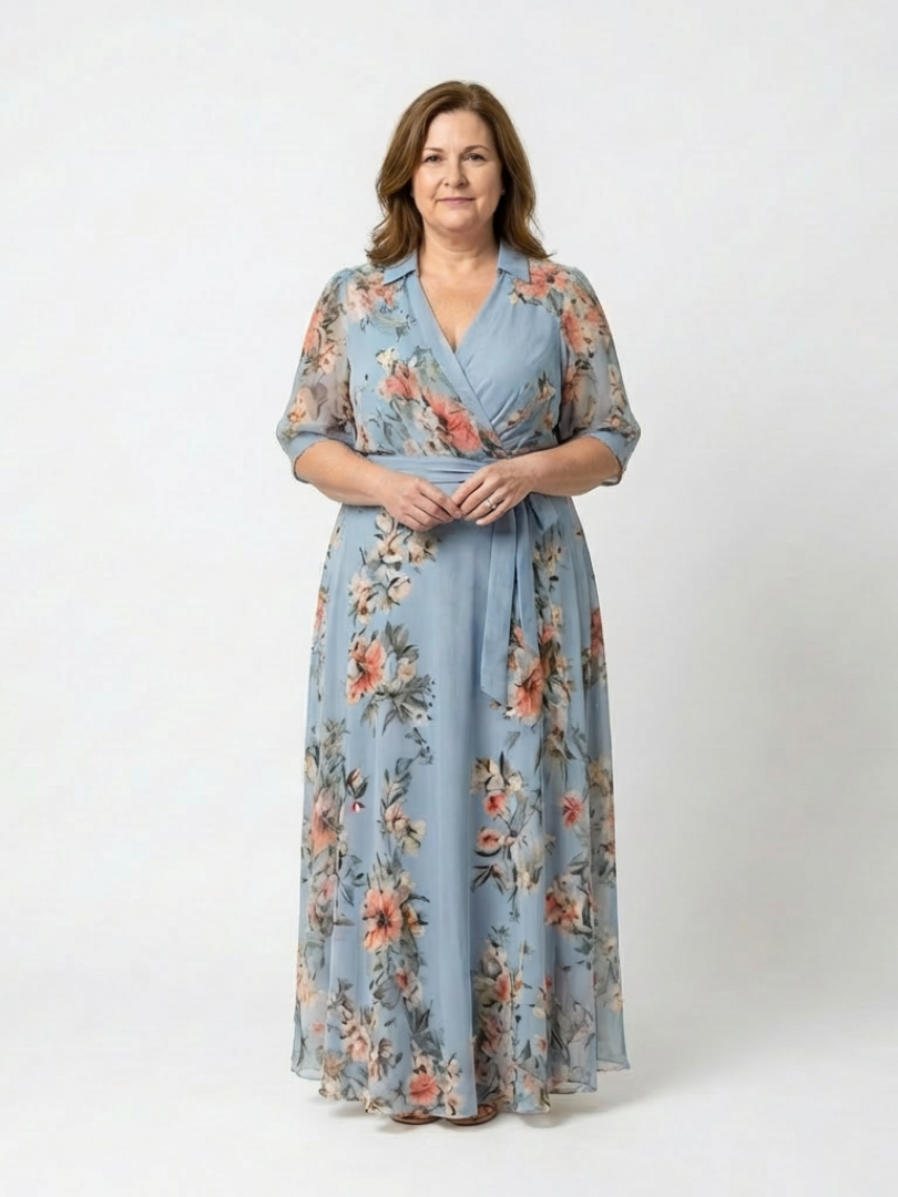 Damen Wickel-Maxikleid mit schmeichelndem Schnitt Jully