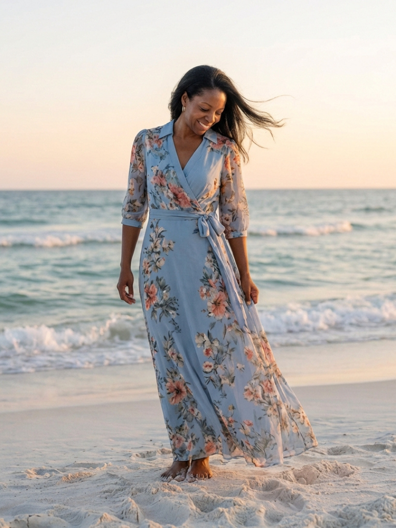 Damen Wickel-Maxikleid mit schmeichelndem Schnitt Jully