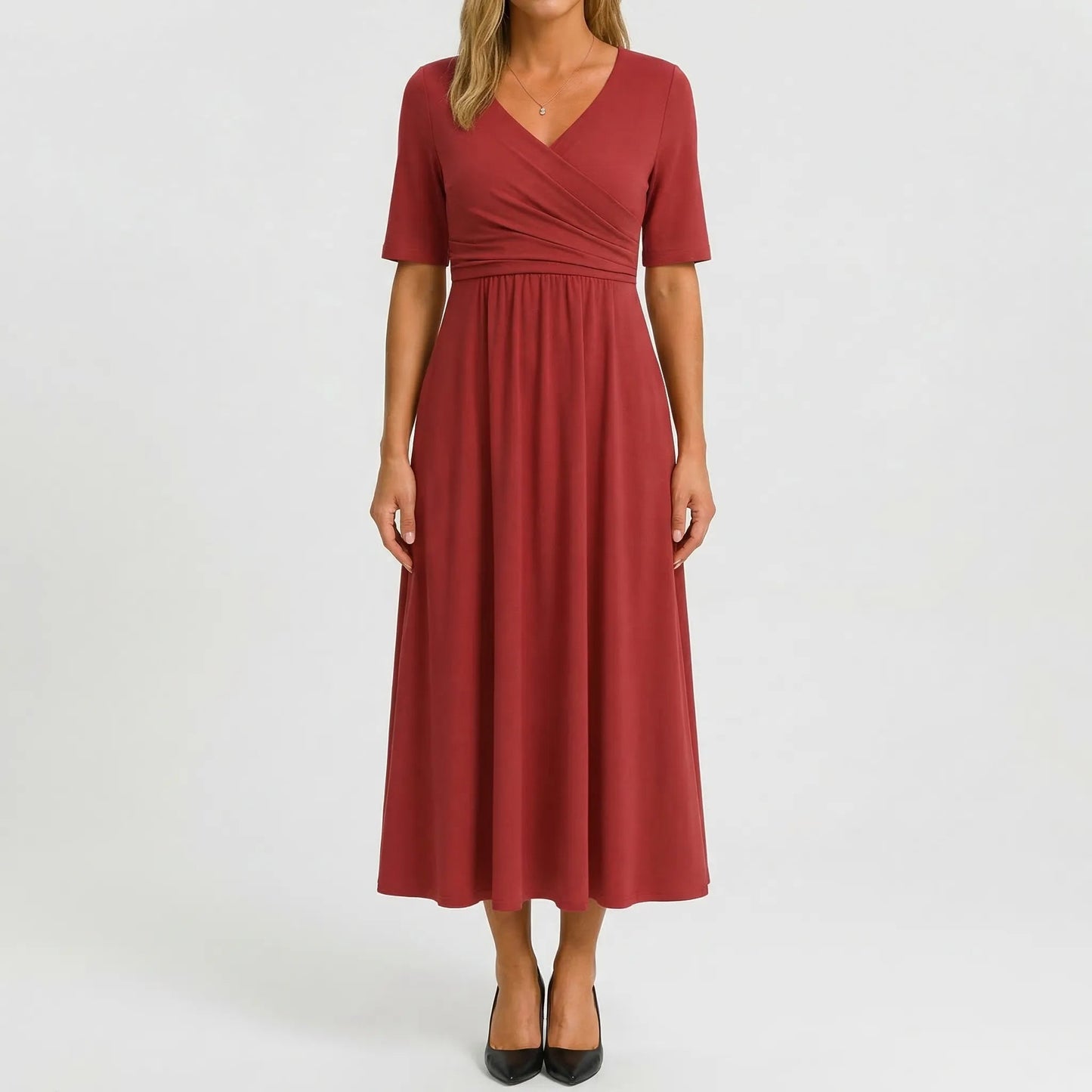 Damen Wickel-Midikleid mit V-Ausschnitt Jully