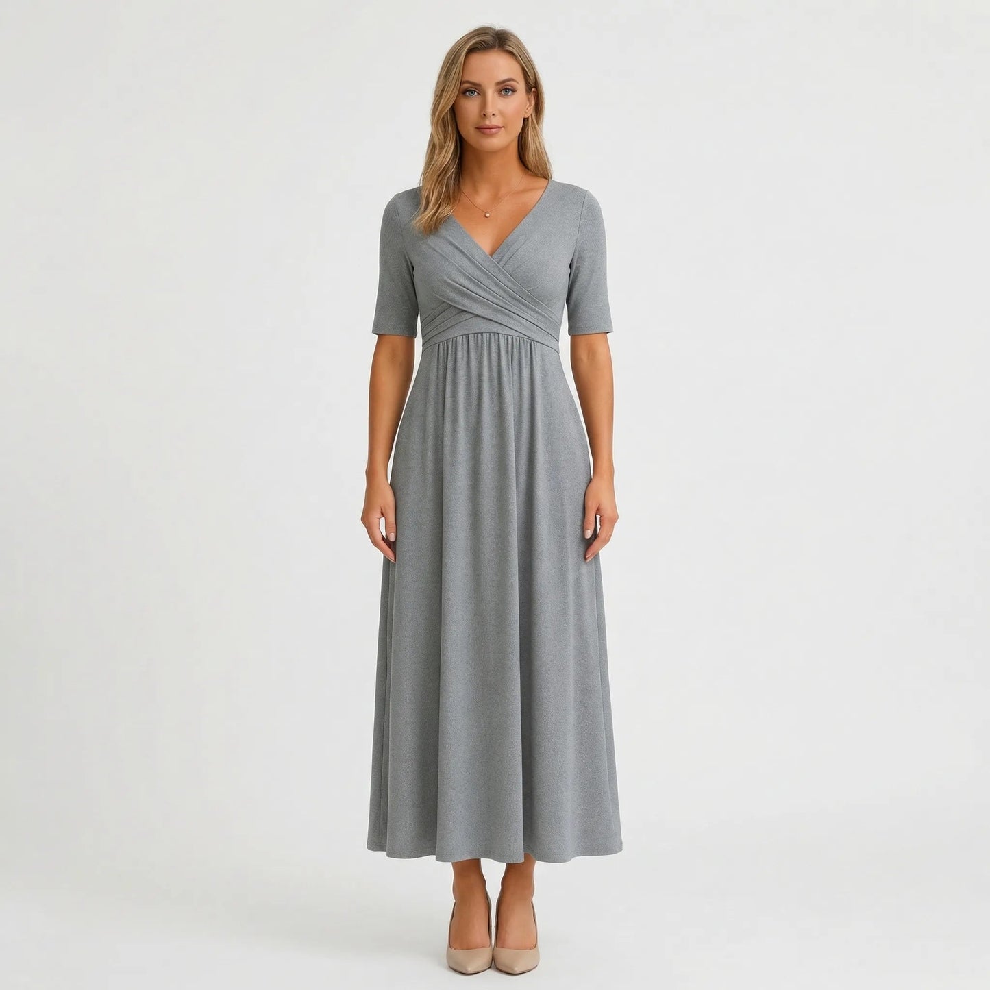 Damen Wickel-Midikleid mit V-Ausschnitt Jully