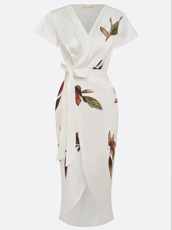 Damen Wickelkleid mit Blumenmuster und eleganter Silhouette Jully