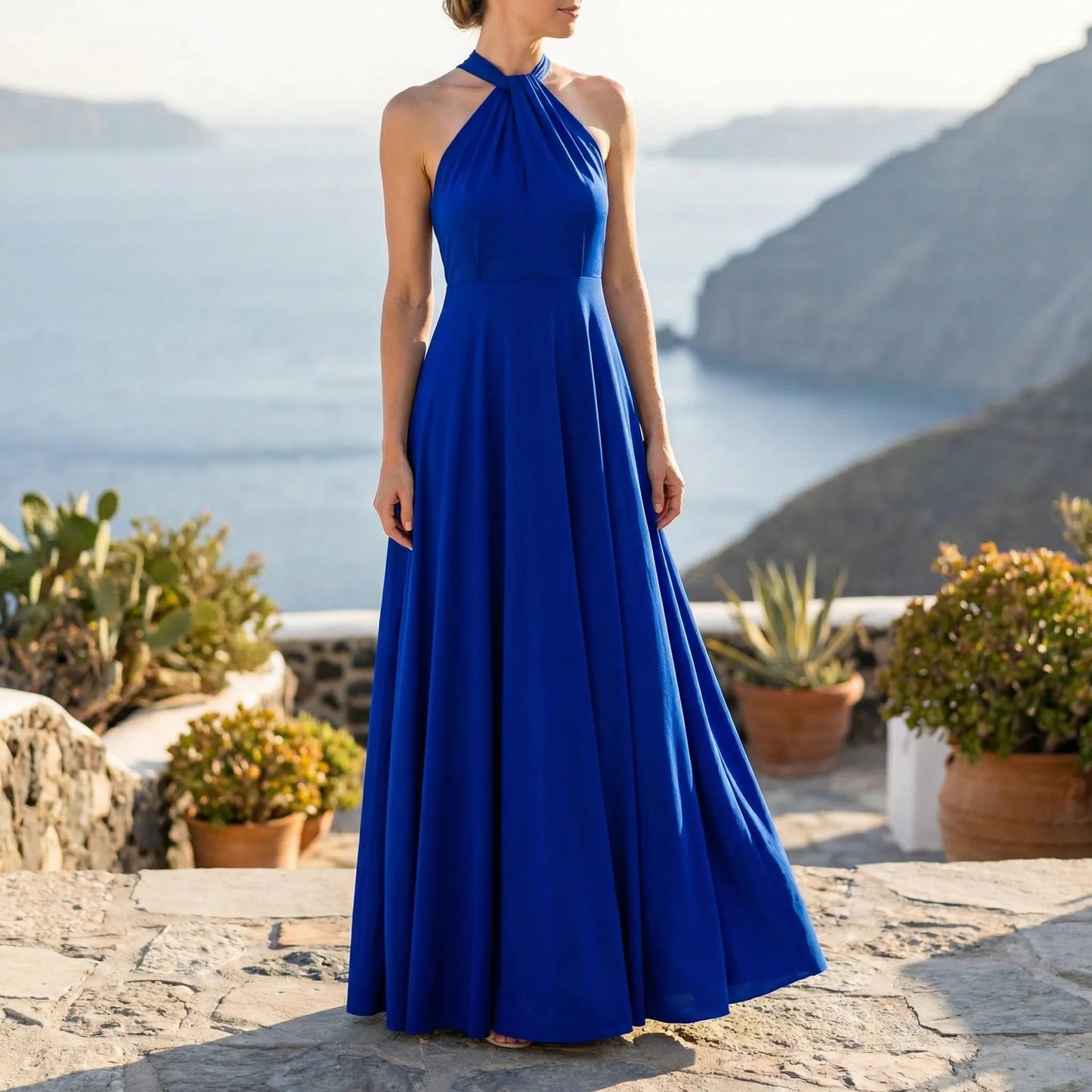 Damen Wickelkleid mit V-Ausschnitt in Maxi-Länge Jully