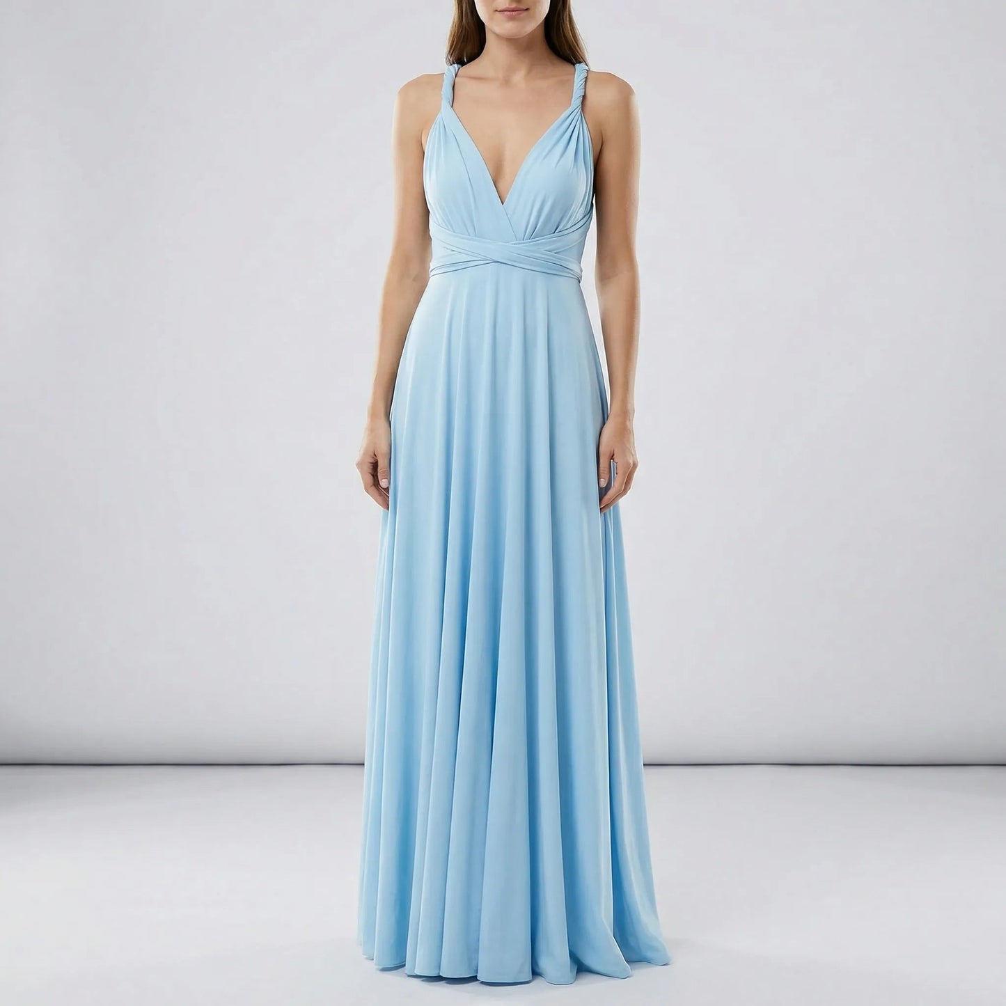 Damen Wickelkleid mit V-Ausschnitt in Maxi-Länge Jully