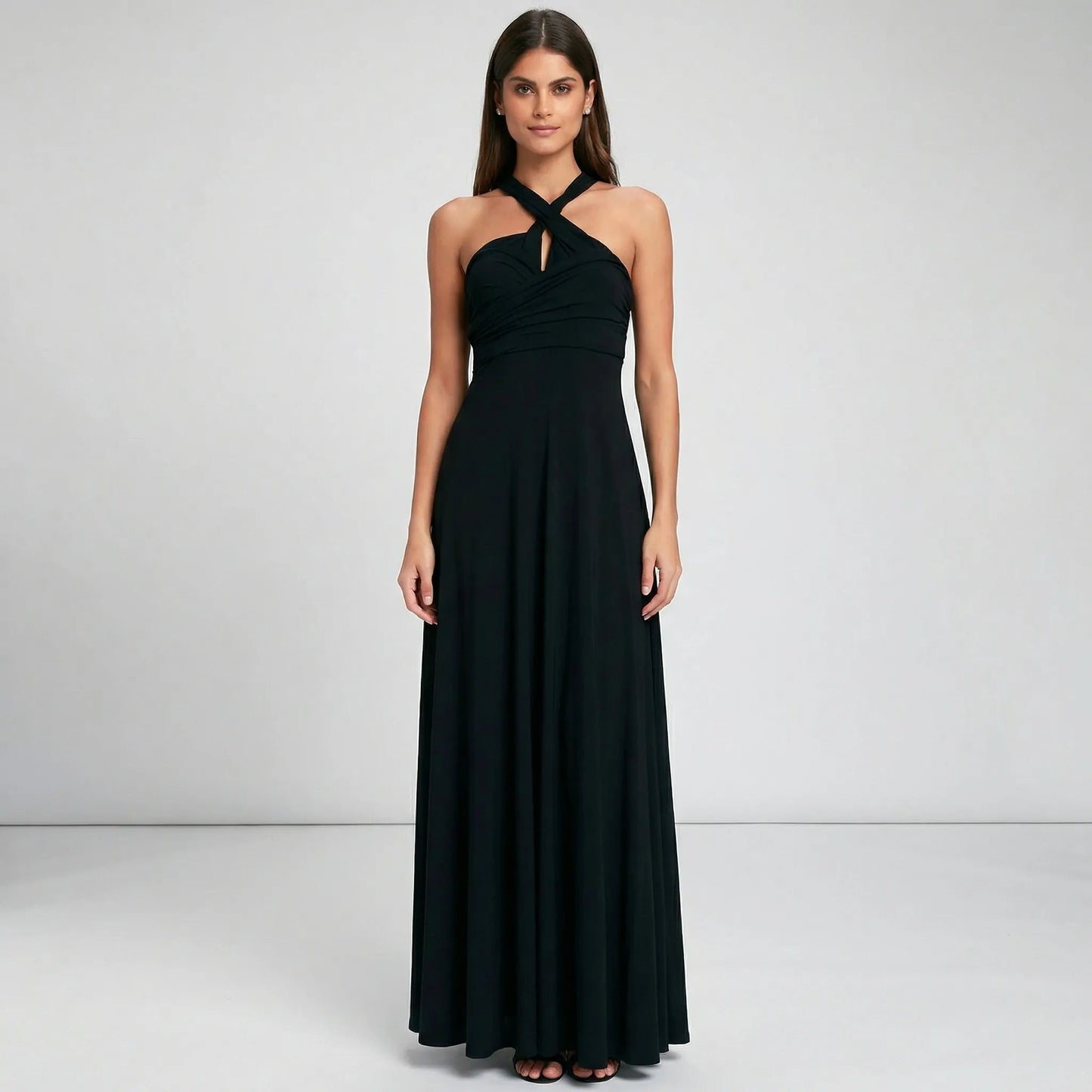 Damen Wickelkleid mit V-Ausschnitt in Maxi-Länge Jully
