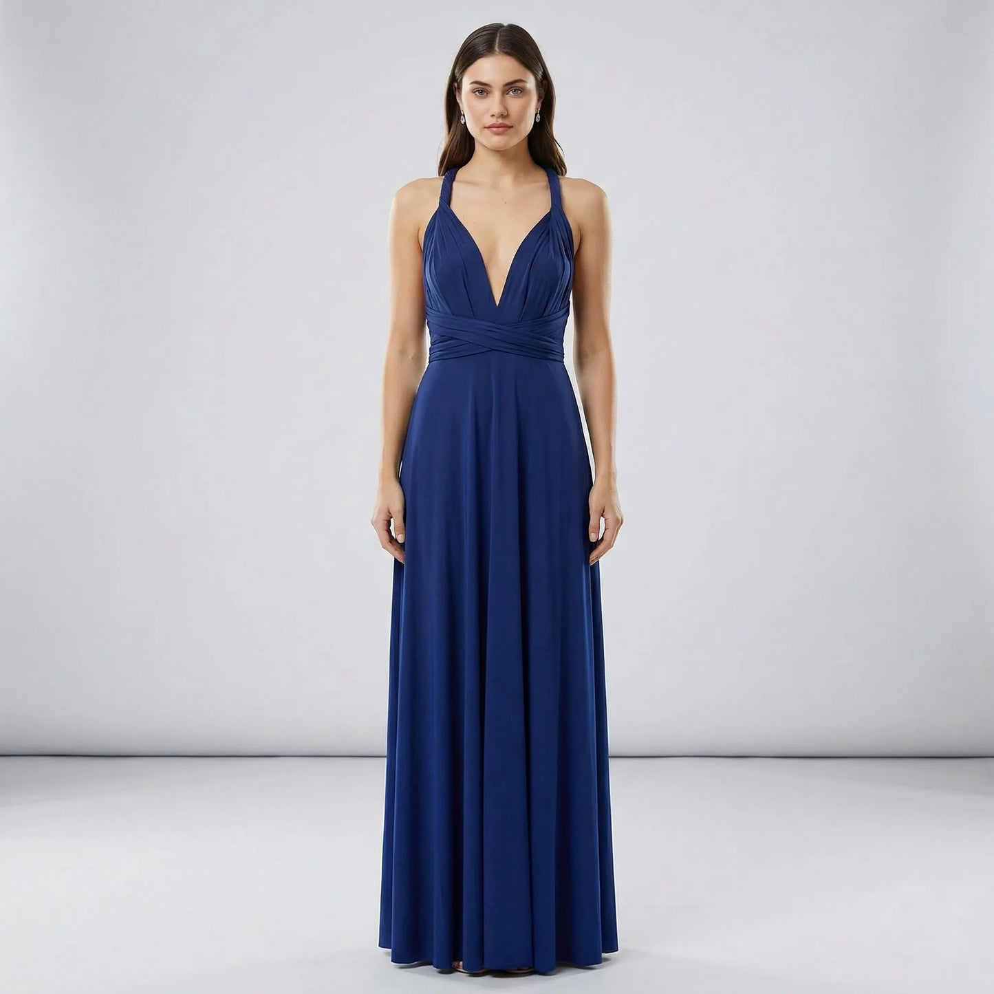 Damen Wickelkleid mit V-Ausschnitt in Maxi-Länge Jully