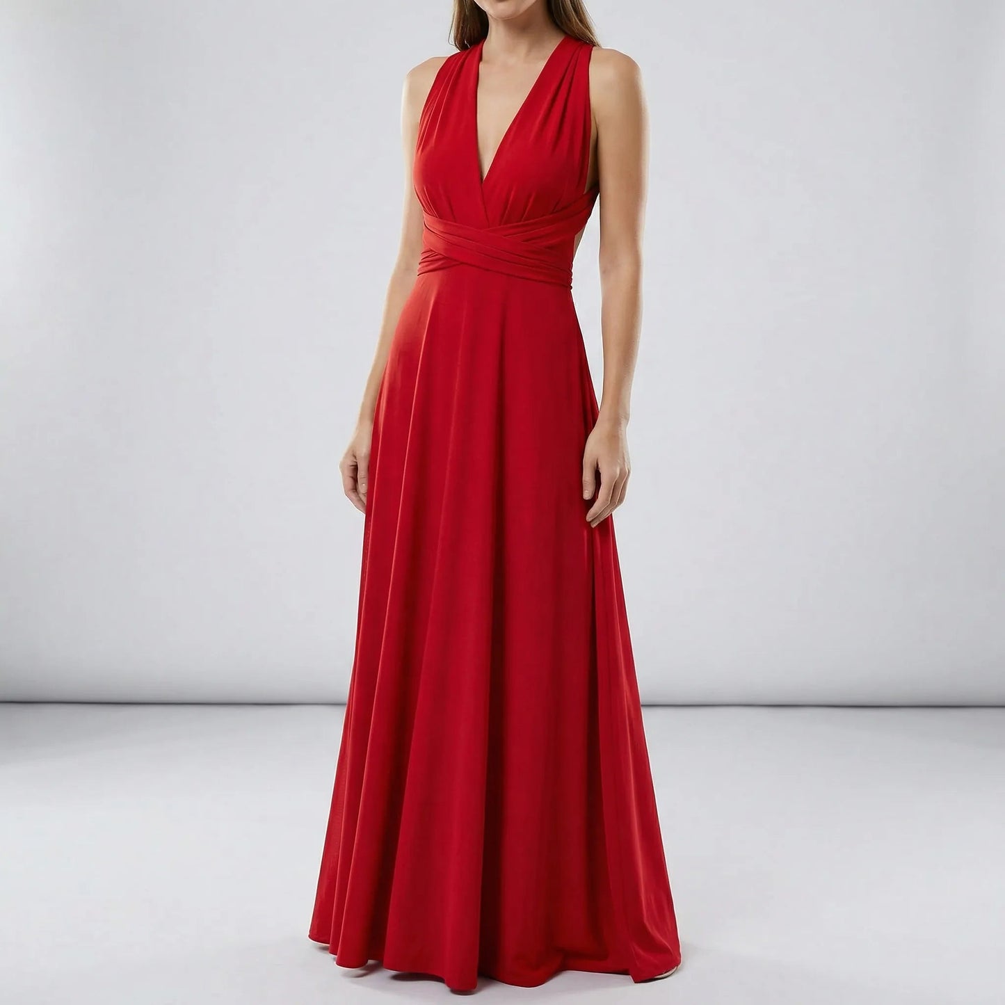 Damen Wickelkleid mit V-Ausschnitt in Maxi-Länge Jully