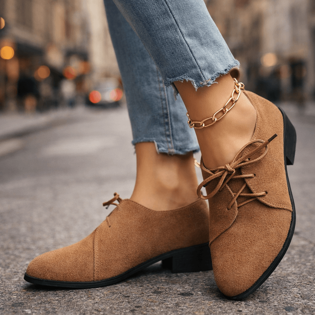 Damen Wildleder-Blockschuhe mit Schnürung Jully